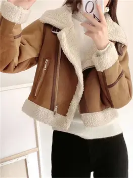 MESTTRAF 2022 Kadınlar Seksi Kalın Sıcak Kış Kürk Suni Deri Ceket Ceket Vintage Uzun Kollu Kadın Streetwear Giyim 2
