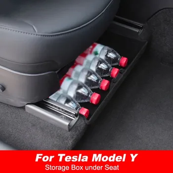 Tesla Modeli Y Altında saklama kutusu ABS Organizatör Tepsi Tutucu İstifleme Koltuk Altı saklama kutusu Plaka İç Aksesuarları