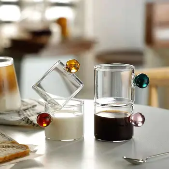 110ml espresso bardakları Küçük Bardak Ev cam küre Kolu Kahve Fincanı Çay Su Bardağı Tabağı Biftek Suyu Kovası masa süsü