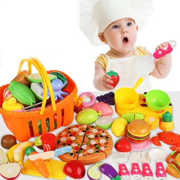 Çocuk Mutfak Oyun Evi Oyuncaklar Toplu Sebze, Meyve Ekmek, Balık, Kesme Ve Kesme Meyve çocuk Oyuncakları
