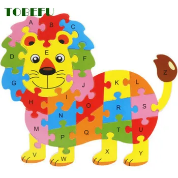 TOBEFU çocuk zeka geliştiren oyuncak Biliş İngilizce Mektup Yapı Taşları Ahşap Hayvan Yapboz Bebek Eğitici Çocuk Hediyeler İçin
