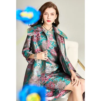 Bahar Sonbahar Jakarlı Ceket Kadınlar için Uzun Kollu Kapalı Düğme Sonbahar Rüzgarlık Ceketler Kore Palto Kadınlar Siper Lüks 2