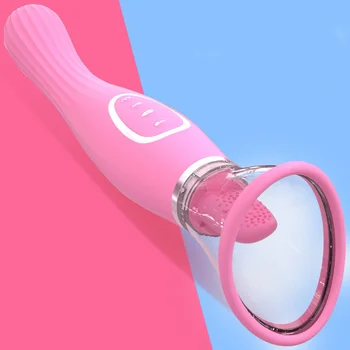 Kadın Mastürbasyon Silikon AV Değnek Şarj Edilebilir Dil Yalama Vibratör G Noktası Masaj Meme Klitoris Pompası Seks Oyuncakları Kadınlar İçin
