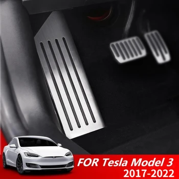 Tesla Modeli 3 Aksesuarları Alüminyum alaşımlı Ayak Pedalı Hızlandırıcı Gaz Yakıt Fren Pedalı İstirahat Pedalı Kapak Araba Styling Model 3