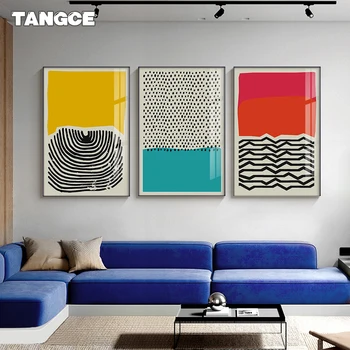 Modern Renk Blokları Hattı Posterler Soyut Geometri Tuval Resimleri Nordic Duvar Sanatı Resimleri Baskı Oturma Odası Otel Duvar Dekor