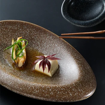 KINGLANG Tasarım İskandinav Kahverengi Renk suşi tabağı pirinç kasesi Restoran Çakıl Duygu Pürüzsüz sos tabağı