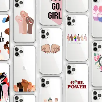 Minimal Kız Güç Feminist Estetik telefon kılıfı Şeffaf yumuşak iphone 5s 5c se 6 6s 7 8 11 12 artı mini x xs xr pro max