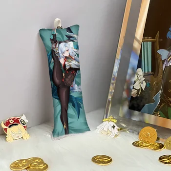 Shenhe Anahtarlık Mini Dakimakura Kolye Genshin Darbe Anime Aksesuarları Anahtarlık Sevimli vücut yastığı Çanta Kolye Anahtarlık