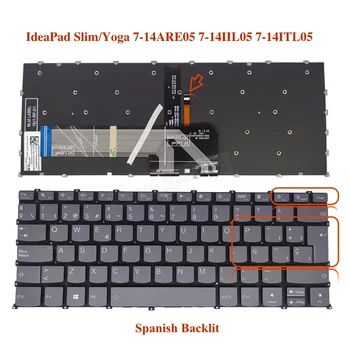 ABD / Rusça İspanyolca Arkadan Aydınlatmalı Laptop Klavye için Lenovo ThinkBook Yoga 7-14ıtl5 7-14ARE05 7-14IIL05 Klavye ABD RUS SPA ES Gri