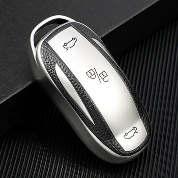 TPU + Deri Yeni Araba Anahtarı Durum Oto Anahtar koruma kapağı Tesla Modeli 3 Anahtarlık Tutucu Koruyucu Kapak Çanta Oto Aksesuarları
