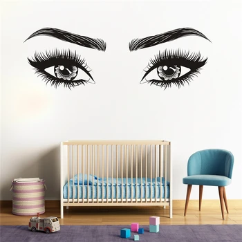 Yaratıcılık Elle Çizilmiş Güzellik Gözler duvar çıkartmaları Güzel Kirpik Duvar Kağıdı Duvar Çıkartmaları Sanat Kız oturma odası için Seksi Etiket