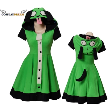 Invader ZİM Cosplay Kostüm Kız Inspired Kigurumi Elbise Invader ZİM Hoodie Kostüm Alien Cosplay Cadılar Bayramı Takım Elbise Kadın Kızlar İçin
