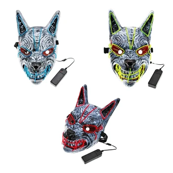 Rol Oynamak Led Maske Cadılar Bayramı Cosplay Maske Led Köpek Maskesi Rol Oynamak Köpek Maskesi Köpek Cosplay Tam Kafa Kulakları ile