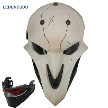 Moda Oyunu D.va DÜŞÜK Çamaşır Suyu Gabriel Reyes Cosplay Kafatası Maskesi Asker 76 LED Işıklı Şapkalar Cadılar Bayramı Partisi Çünkü Sahne Maskeleri