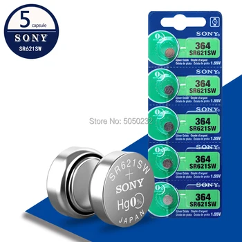 5 adet Sony İçin Orijinal 1.55 V 364 SR621SW V364 SR60 SR621 AG1 İzle Pil Gümüş Oksit Düğme Düğme Piller JAPONYA'DA yapılan