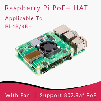 Ahududu Pi PoE + HAT / PoE HAT, Bir Ethernet Kablosuyla Bir Ahududu Pi 4 ve Pi 3 B+ ' ya Güç Sağlar 0