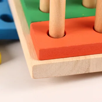 Montessori Ahşap Oyuncaklar Çocuklar Geometrik Şekil maç İstifleme Oyunları Blok Çocuk Okul Öncesi Eğitim Bebek yürümeye Başlayan çocuk oyuncakları 4