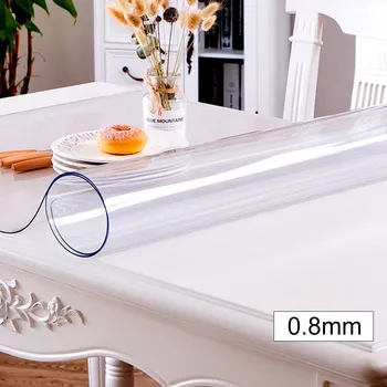 Masa örtüsü Şeffaf Yumuşak Plastik PVC Masa Örtüsü Dikdörtgen Ev Su Geçirmez Yağa Dayanıklı Mutfak Oturma Odası Mat 0.8 mm