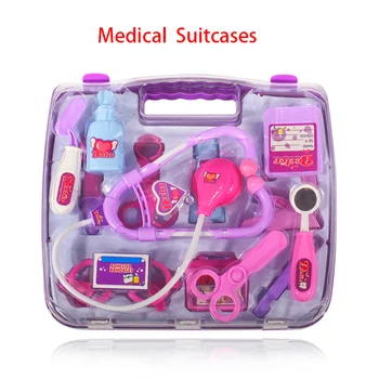 Yeni 5 Renkler 1 Takım Çocuk Oyuncakları Doktor Seti Bebek Bavulları Tıbbi Kiti Cosplay Hemşire İlaç Kutusu İle 14 Adet Stetoskop Hediye