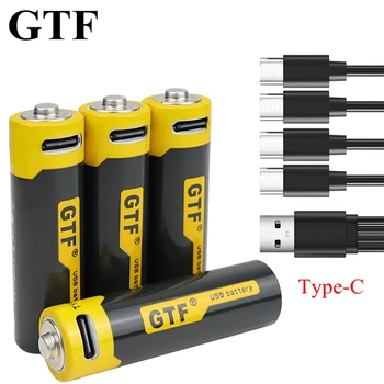GTF 1.5 V 1700 mAh AA li-ion pil gerçek kapasite 2550mwh ile USB şarj edilebilir lityum iyon batarya için oyuncaklar uzaktan kontrolleri