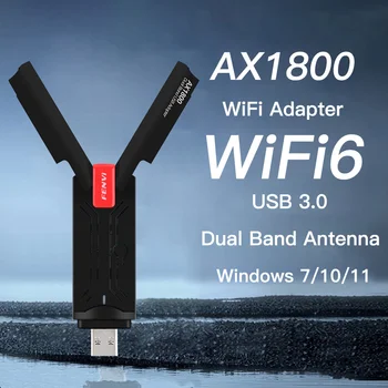 fenvi Wifi 6 USB Adaptörü 1800 Mbps USB3. 0 Wi-fi Dongle 802.11 ax Çift Bant 2.4 G / 5 GHz Kablosuz Ağ Kartı Windows 7 10 11