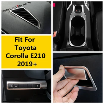 Gümüş Paslanmaz Aksesuarları İç Dişli Su Bardağı Paneli Başkanı İşık havasız ortam kabini Kapak Trim Toyota E210 Corolla 2019 - 2023 