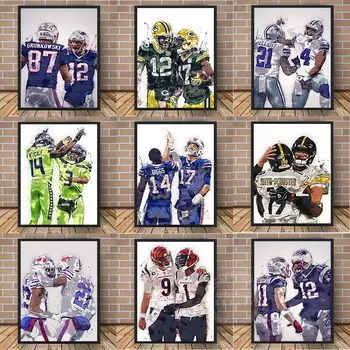 Futbol Atlet Brady Portre Posteri New England Patriots Diggs Sanat Boyama Tuval Baskı Çocuklar Hediye Man Cave Dekorasyon