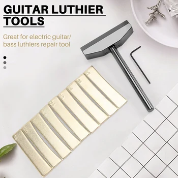 Luthier alet takımı Gitar Bas Fret Basın Caul Klavye Presleme Aracı + 9 Adet Pirinç Radyan Fret Ekler altıgen anahtar 2