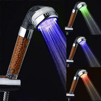 Basınçlı su tasarrufu Büyük yağmur LED duş Başlığı Bebek duş filtresi Anyon Sıcaklık Sensörü RGB renk