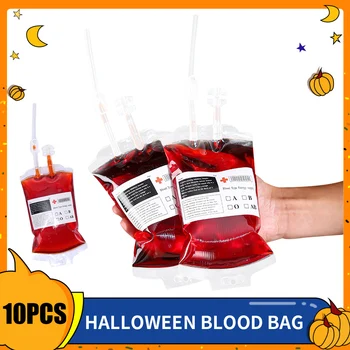 Cadılar bayramı Kan Torbası İçecekler İçin Yeniden Kullanılabilir içecek Torbaları Meyve Suyu Kabı Cadılar Bayramı Zombi Vampir Tema Parti Sahne Aksesuarları