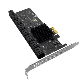 SATA PCIE 1X Adaptörü 16 Port SATA3.0 PCI Express Denetleyici PCI Sata Yükseltici Genişletme Kartı SSD Bit Eklemek Kartı Chia Madencilik 1