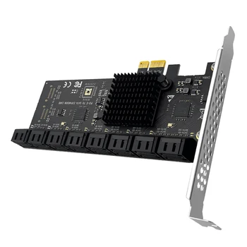 SATA PCIE 1X Adaptörü 16 Port SATA3.0 PCI Express Denetleyici PCI Sata Yükseltici Genişletme Kartı SSD Bit Eklemek Kartı Chia Madencilik 2
