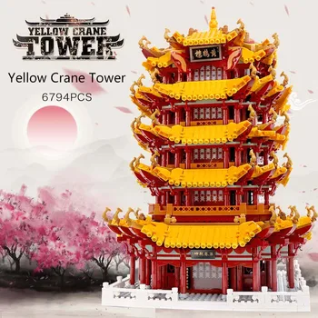 XİNGBAO 01024 Çin Sokak Binası Sarı Vinç Kulesi Seti Montaj Noel Oyuncaklar Modeli Yapı Taşları Tuğla Çocuklar Hediyeler