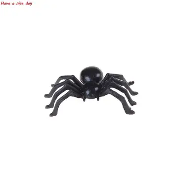50 adet Küçük Siyah Plastik Sahte Örümcek Oyuncaklar Cadılar Bayramı Komik Şaka Prank Sahne