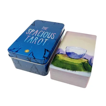 Geniş Tarot kartları beyaz kaplama Kenar Metal Teneke Kutu 10cm * 6cm tahta oyunları kağıt kılavuzu