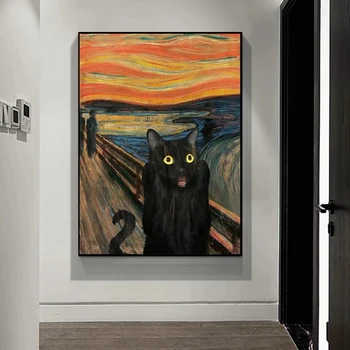 Modern Siyah Kedi Portre Komik Elmas Boyama Çapraz Dikiş Hayvan Duvar Resmi DİY Nakış Elmas Mozaik Tam Matkap Ev
