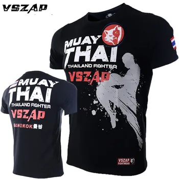 S-4XL VSZAP erkek Kick Boks Gömlek Spor Tee Gömlek Mücadele dövüş sanatları Spor Eğitimi Kurt Muay Thai T Gömlek Erkekler Homme