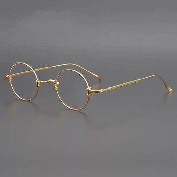 Titanyum Küçük Yuvarlak Gözlük Kadın Erkek Vintage Gözlük Çerçeve Optik Miyopi Reçete Gözlük Çerçeveleri Şeffaf Gözlük Oculos