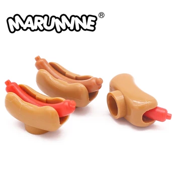 Marumine Mini Gıda blok oyuncaklar Çocuklar İçin Hot Dog Sosis Topuz MOC yapı tuğlaları İle Uyumlu 25386 33078 DIY Aksesuarları