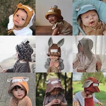Ins2022 Sonbahar Yeni KÜL Erkek ve Kız Şapka Bebek Sevimli Hayvan Kulak Şapka