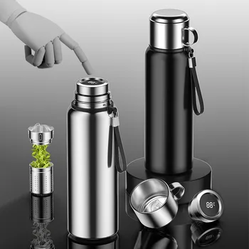 Paslanmaz Çelik Akıllı Tüm Çelik Vakum Bardak Büyük Kapasiteli Çay ve Su Ayırma Taşınabilir Açık spor şişesi