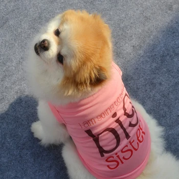 Büyük Kardeş Baskı T-shirt Yumuşak Yavru Köpek Giysileri Sevimli Karikatür Pet Köpek Giyim Yaz Gömlek Casual Yelekler Küçük Evcil Hayvan Malzemeleri