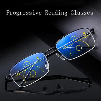 Yeni ilerici multifokal bilgisayar gözlük kadın erkek mavi ışık engelleme okuma gözlüğü bahar menteşe okuyucular diyoptri 1.5