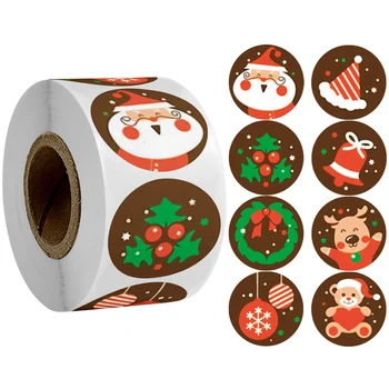 Noel Çocuklar Etiket Teşekkür Ederim Sızdırmazlık etiket etiket 500 adet/rulo 1 inç Yuvarlak 8 Tasarımlar Desen Noel Kartı Hediye Kutusu Dekor
