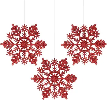 24 adet Noel Glitter Kar Tanesi Dizeleri Noel Ağacı Asılı Kolye Süsler Dekorasyon Parti Sahte Kar Tanesi Dekorasyon