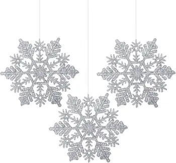 24 adet Noel Glitter Kar Tanesi Dizeleri Noel Ağacı Asılı Kolye Süsler Dekorasyon Parti Sahte Kar Tanesi Dekorasyon 1