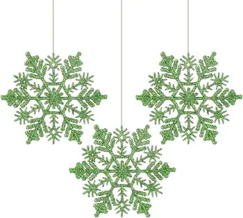 24 adet Noel Glitter Kar Tanesi Dizeleri Noel Ağacı Asılı Kolye Süsler Dekorasyon Parti Sahte Kar Tanesi Dekorasyon 3