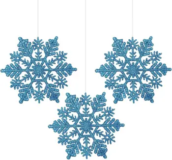 24 adet Noel Glitter Kar Tanesi Dizeleri Noel Ağacı Asılı Kolye Süsler Dekorasyon Parti Sahte Kar Tanesi Dekorasyon 4