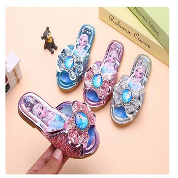 Disney Dondurulmuş Anna Elsa Kızlar Yaz Çocuk Güzel Yumuşak Alt Açık Terlik Karikatür Prenses Düz Çocuklar Kaymaz Delik Ayakkabı