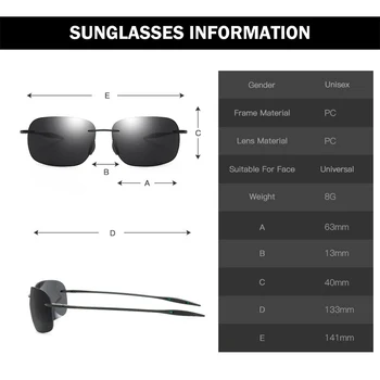 DUBERY Erkekler Çerçevesiz Güneş Gözlüğü Sürüş Shades Açık Spor Balıkçılık güneş gözlüğü Ultralight Çerçeve Fotokrom Sonnenbrille UV400 5